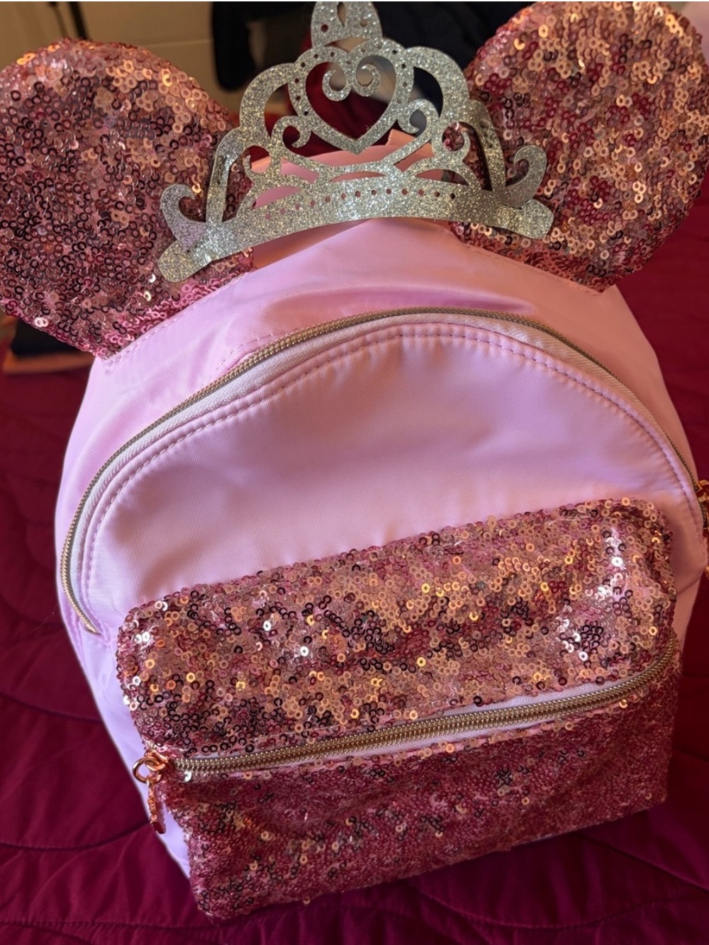 Disney bag Pink Sequin Kids Mini Backpack with Tiara Accent